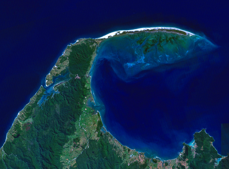 Farewell Spit in New Zealand. (Image: NASA)